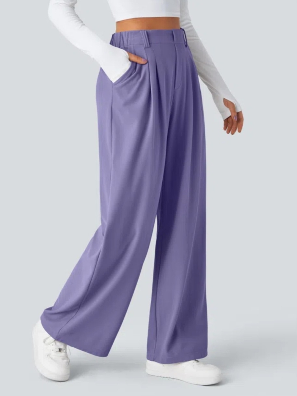 HALARA Lavender Wide-Leg High-Waist Pants